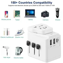 Новое универсальное зарядное устройство для путешествий Мощность стены Зарядное устройство 2500W AC Мощность адаптер с 3 Порты usb 3.6A Тип-C PD/QC3.0 быстрой зарядки