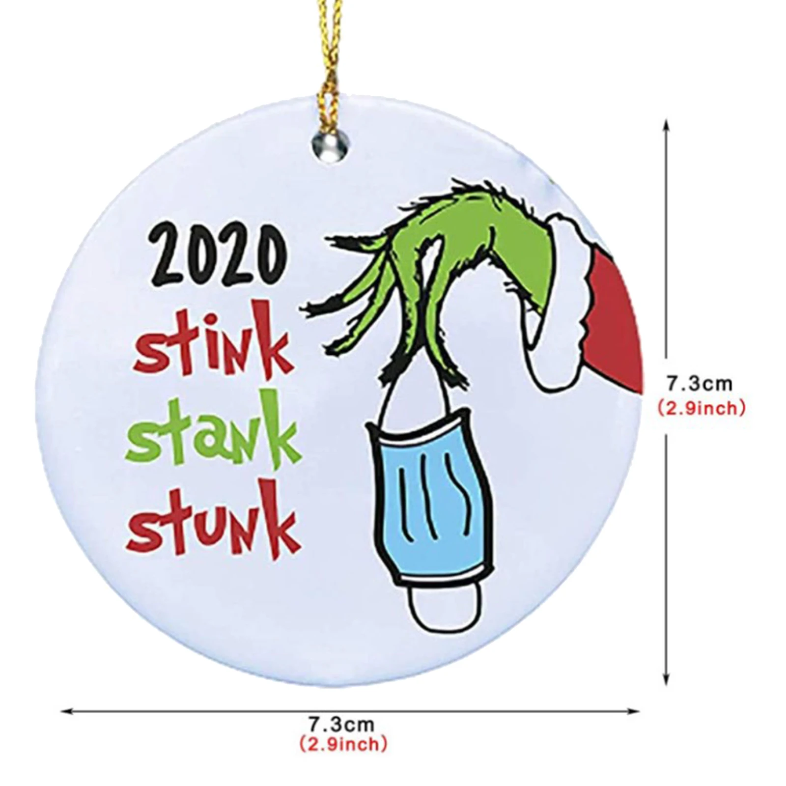 1pc Stink Stank Stunk Ceramic Circle Grinch Hand Xmas Decoration Ornament Gift for Family