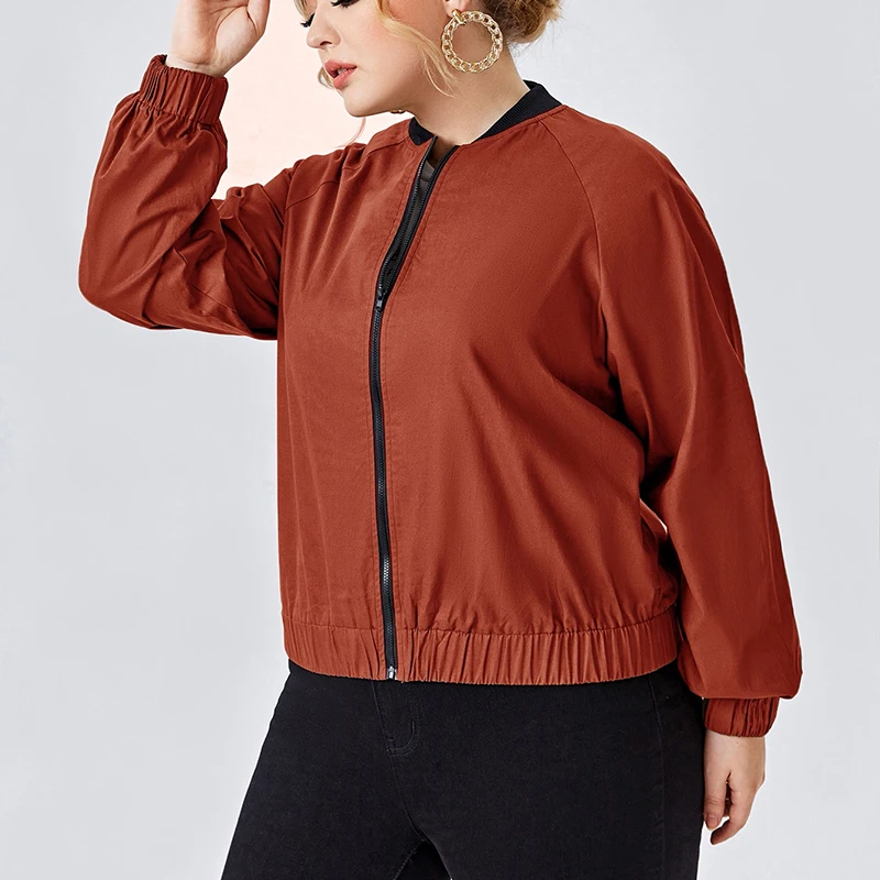 Magro Sólido Feminino Tamanho Grande Bombardeiro Jaqueta Primavera Outono Beisebol Roupas Finas Boutique Casual Miss Blusão Cabolsa 2022 20 2021 magro sólido feminino plus size bombardeiro