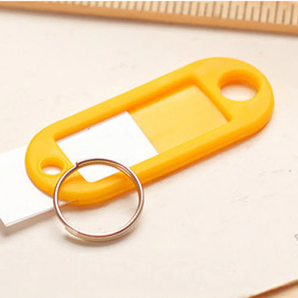 Quality 20/40Pcs/Lot Mix Color Plastic Keychain Key Tags ID Label Name Tags With Split Ring For Baggage Key Chains Rings