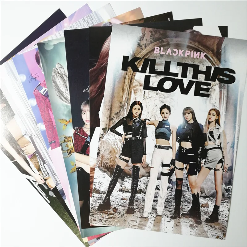 8*(42x29 см) убей эту любовь BLACKPINK kpop звезда вокруг настенные плакаты Наклейки подарок JISOO Роза Дженни Лиза