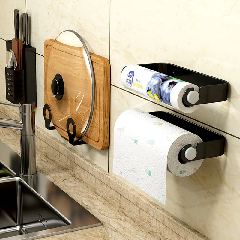 Kitchen Tools Under Cabinet Paper Towel Holder Roll Paper Towel Rack Metal  Organizer Cabinets Free Punch Roll Paper Rack