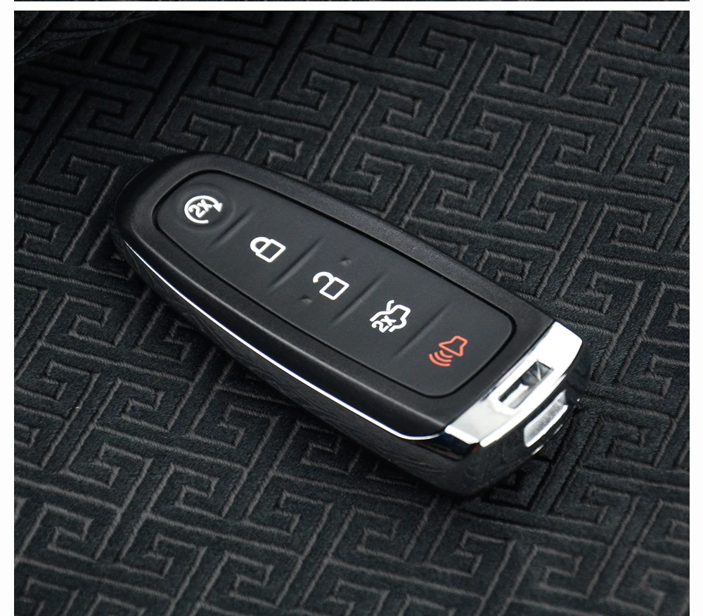 OkeyTech 315/433Mhz 5 Button Remote Car Key for Ford Explorer Edge Escape Flex Taurus Fob Smart Card with ID46 Chip Uncut Blade