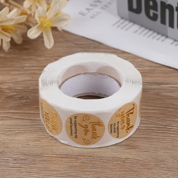 

500pcs thank you for supporting my business Kraft Stickers with Gold Foil round labels sticker for small shop handmade sticker