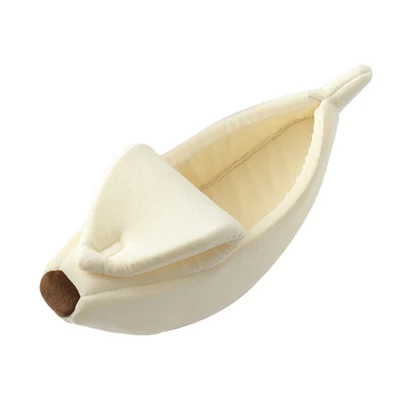 Beige white Забавная кровать для маленьких домашних животных форма банана пушистая теплая мягкая плюшевая дышащая кровать банан кошачий наполнитель коврик кровать K1189 D - Цвет: Beige white