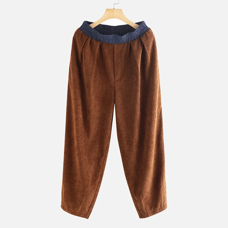 ZANZEA Kaftan джинсовые синие лоскутные брюки женские вельветовые брюки весенние повседневные штаны женские штаны с эластичным поясом размера плюс