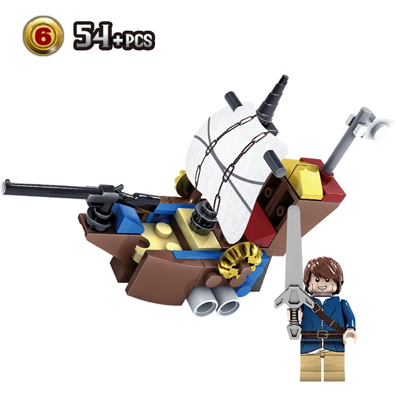 6 шт./компл. Пираты привидение лодка совместима с Legoe City Ship модель строительства