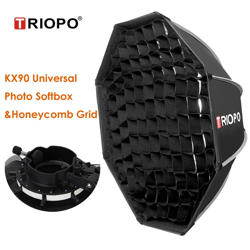 

Triopo KX90 Studio Universal Portable Speedlite Outdoor Octagon Umbrella Soft Box w Honeycomb Grid for Godox V1 Yongnuo 560IV