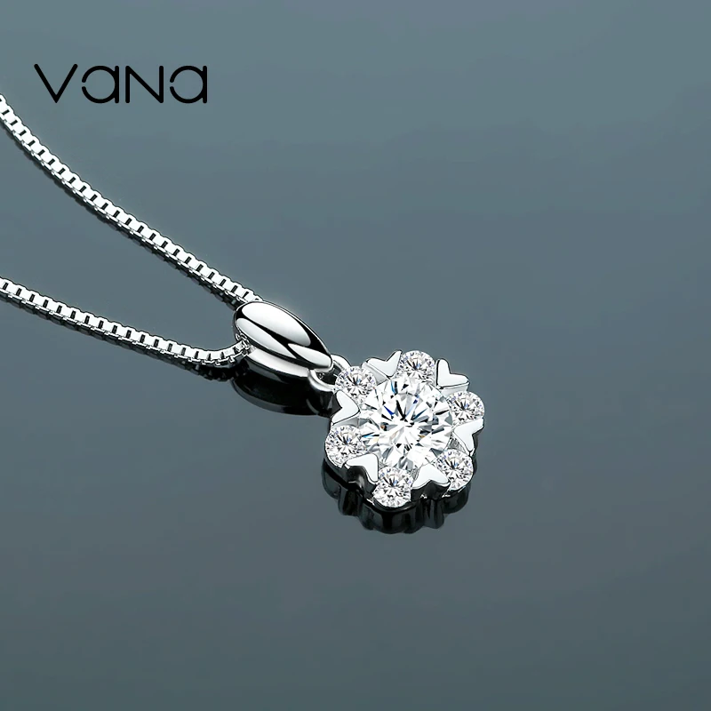 

VANA Snowflake Heart Necklace for Women 925 Sterling Silver Necklace Set with SWAROVSKI CZ Gift for Girlfriend