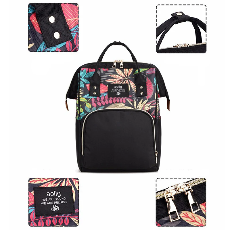 Fashion printing Backpack Mummy Maternity Nappy Bag for Mom Big Space Baby Bag Travel Backpack Design Nursing Bag for Baby Care