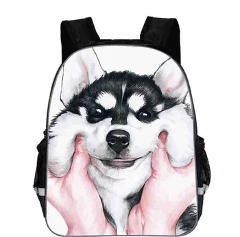 

New Stylish Dog/Husky Print School Bags 16 inch Book bags For Teenager Large Capacity School Bag Kids Cute Primary Backpack