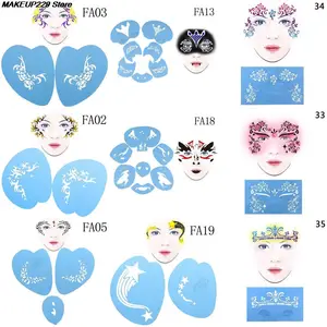 9pcs Face Body Painting Stencils Cartoon Princess Crown Swimming