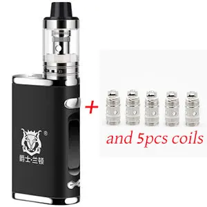 Black and 5 coils Электронная сигарета, регулируемый vape 80 Вт, комплект модов, Встроенный 2000 мАч, батарейный блок, 3 мл, бак, электронная сигарета, большой дымовой Атомайзер - Цвет: Black and 5 coils
