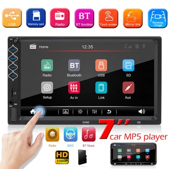 

MP5 Player Car Stereo 7inch Touch Screen Bluetooth FM Radio Receiver Double 2 DIN Head Unit Support Multiple Video Audio Formats