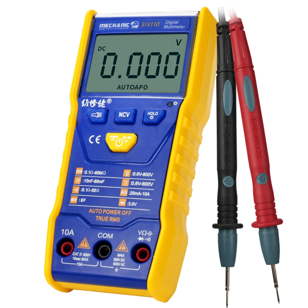 Uxsiya Portable Voltage Tester Resistance Digtal Multimeter High Sensitivity Auto‑Ranging for Office with Test Lead