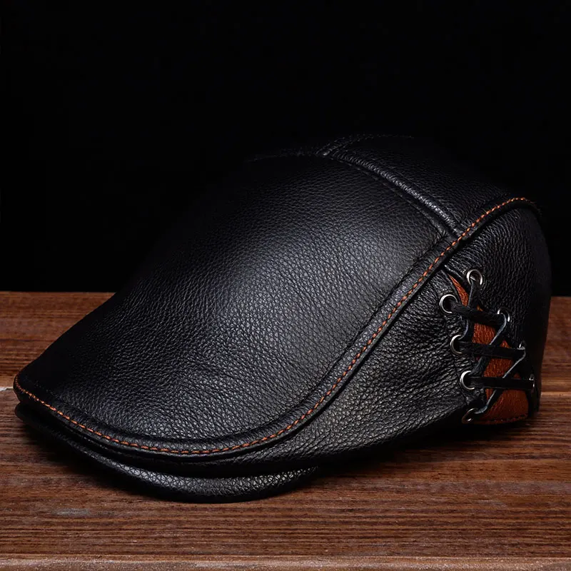 HL111 стиль бейсбол из натуральной кожи gatsby ascot шапки newsboy шапки-береты Весенняя мужская шляпа из натуральной коровьей кожи