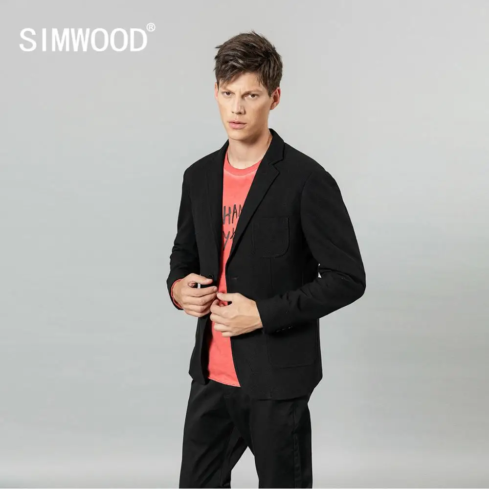 Simwood 2021 Autumn winter waffle plaid blazers men smart casual suits single button jacket slim fit coats SI980666 | Мужская одежда