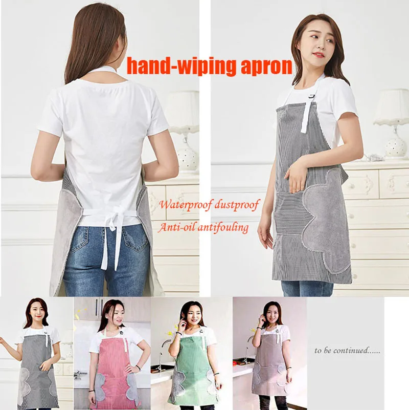 Home Cooking Baking Apron For Kitchen Cafe Shop BBQ Waterproof Dustproof Anti-oil Antifouling Kitchen Apron Women AbsorbentTowel