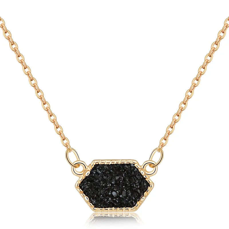

jingzeyi fashion New Natural Stone Quartz Pendant Necklace Colorful Irregular Gold Color Stone Necklaces for Women Jewelry Gift