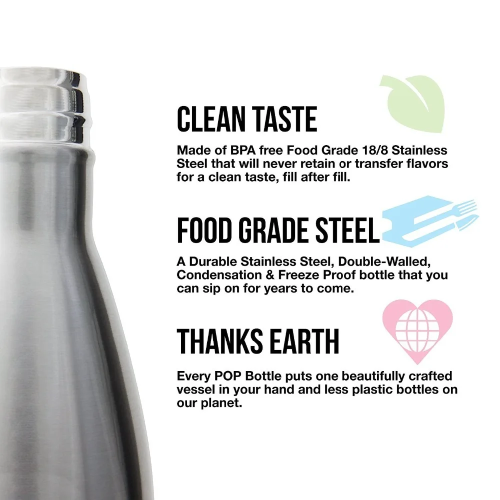 Free Custom Logo Name Double-Wall Insulated Vacuum Flask Stainless Steel Water Bottle BPA Free Thermos for Sport Water Bottles