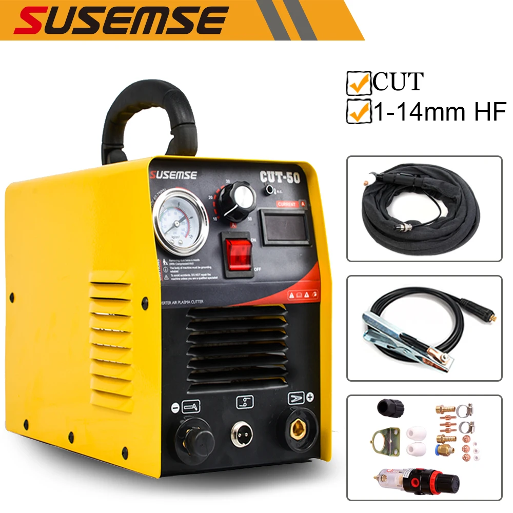 

IGBT 50A HF air plasma cutter machine CUT 14mm 220V consumables