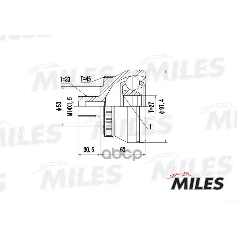 Шрус Audi A4 I/A6 Ii/Skoda/Vw Passat V 1.9tdi 98-05 Нар. Abs Miles Ga20038 Miles арт. GA20038