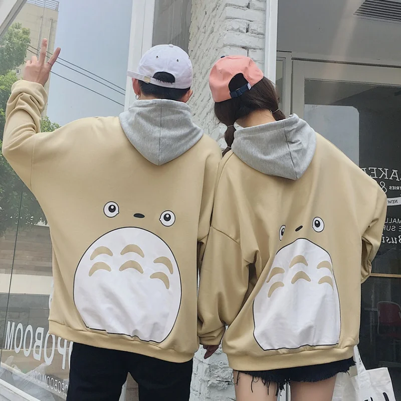 

kpop Autumn Couple Men Women Cartoon Totoro Printed Hoodies Harajuku Unisex Pullover Sweatshirt Young Boys Girls Streetwear