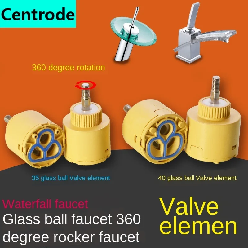 Glass basin faucet 35/40 ceramic valve core cold and hot water mixing valve core waterfall rocker ball arm kitchen faucet accessories