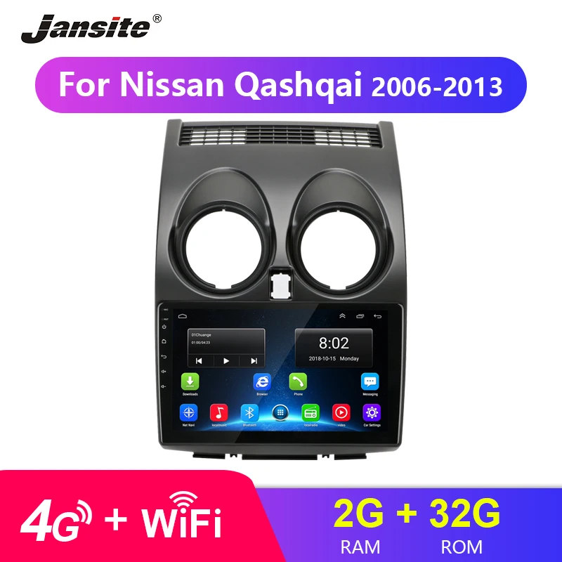 

Jansite 9" 4G Wifi Android Car Radio For Nissan Qashqai 2006-2013 2.5D Touch screen 2G+32G coche video players NO DVD with frame