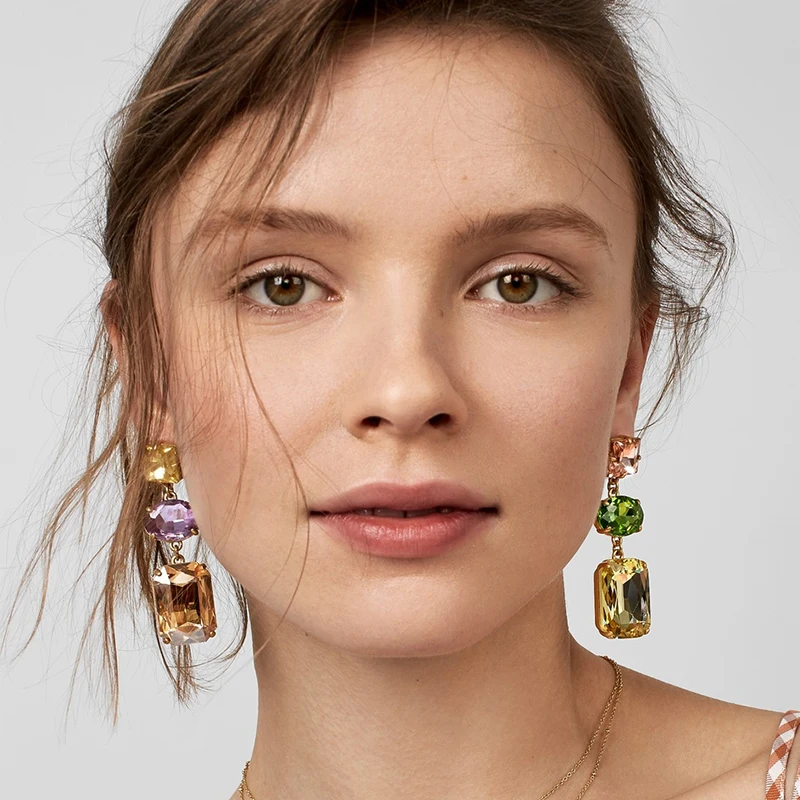 Fashion snoops, красочный дизайн большого бренда, Роскошный кулон Starburst, длинные висячие серьги с кристаллами, эффектные Серьги с драгоценными камнями, ювелирные изделия