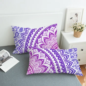 

Lychee Mandela Floral Pillowcases Purple Color Printed Polyester Pillow Cover Fashion Pillow Case For Bedroom Use
