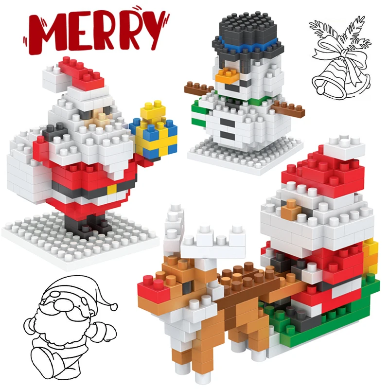 

Nano NO compatible legoed Father Christmas mini micro Blocks Building Bricks Game model Toys sets Kriss Kringle gift snowman