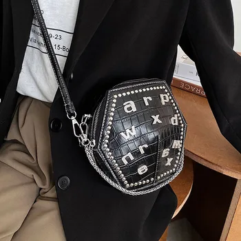 

Diamond Letter Punk Style Saddle Bag Pu Leather Crossbody Bag Women's Designer Shoulder Bag Female Brand Handbags And Purses New