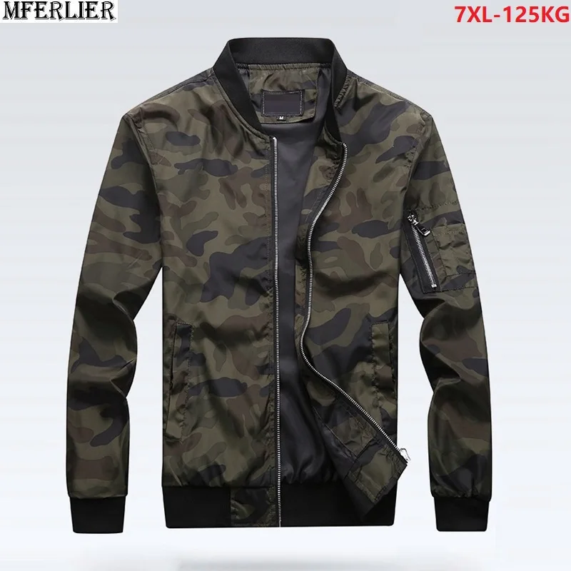 

men Camouflage safari style jackets zipper pockets out door jackets high streetwear plus size 6XL 7XL antumn outwear casual coat
