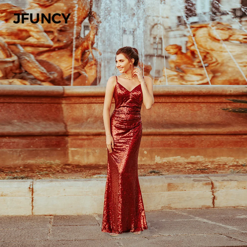 JFUNCY, женское длинное платье, весна-лето, v-образный вырез, с блестками, на свадьбу, вечеринку, ночь, элегантные платья, сексуальное, размера плюс, винтажное, макси платье