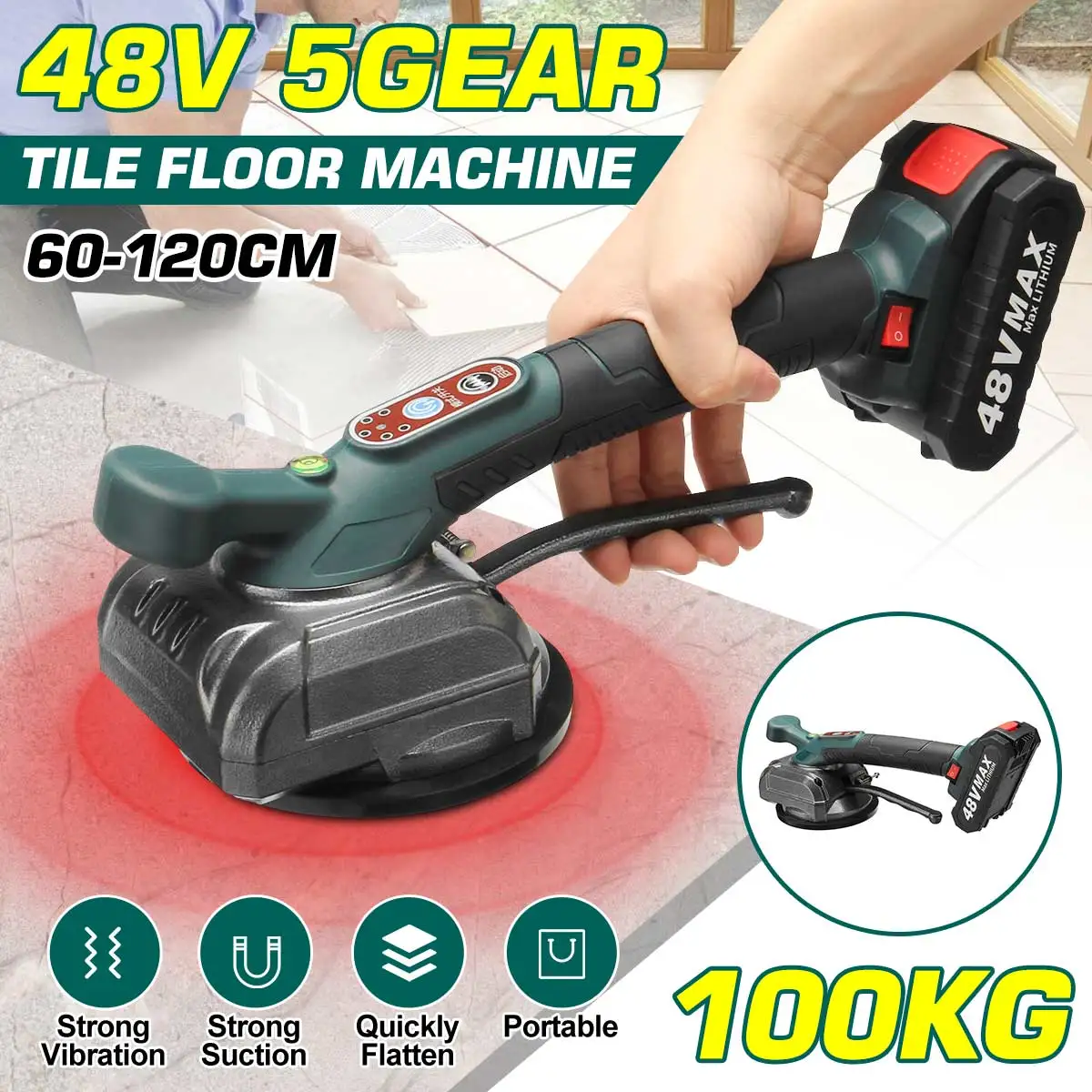 Tile Vibrator Suction Cup 12V Portable Floor Laying Machine Leveling Tool 180W Tile Vibrator Suction Cup 12V Portable Floor Laying Machine Leveling Tool 180W