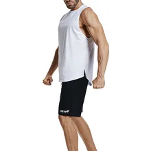 Повседневная Спортивная рубашка из чистого хлопка без рукавов для занятий фитнесом и бегом, баскетболом и круглым вырезом