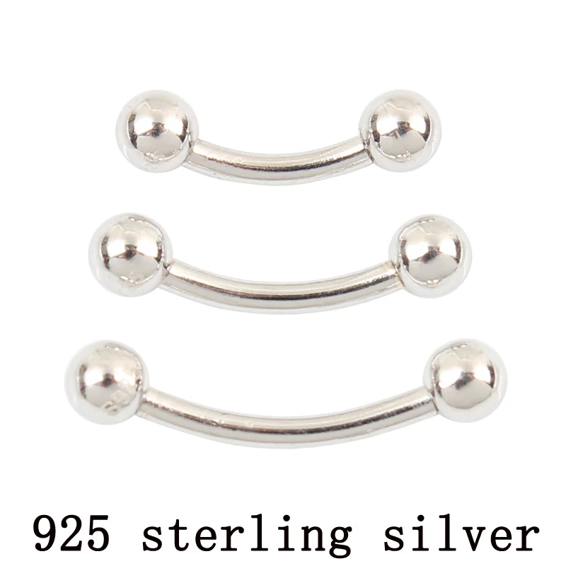 925 sterling silver Eyebrow nails 16G 1.2mm unisex classic body piercing jewelry ONE PIECE nose piercings,moissanite belly button piercing,metal nipple jewelry