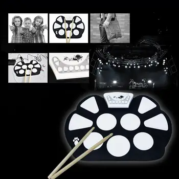 

Portable Electronic Roll Up Drum Kit Instrument Gifts Fun Intellectual