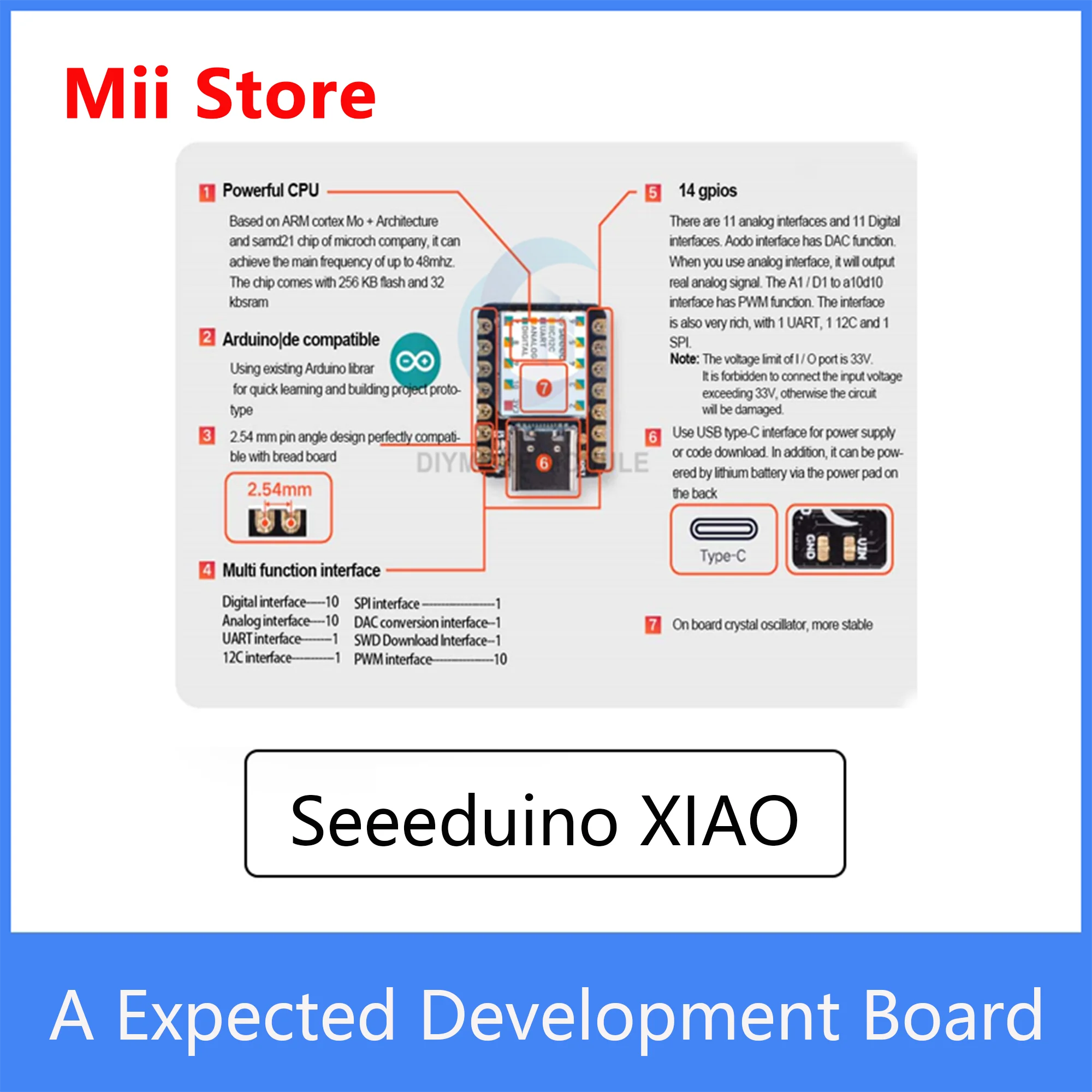 Seeeduino XIAO ũƮѷ, SAMD21 Cortex M0 + Nano 48MHZ SPI I2C ̽, Arduino IDE/IOT ý  , CŸ