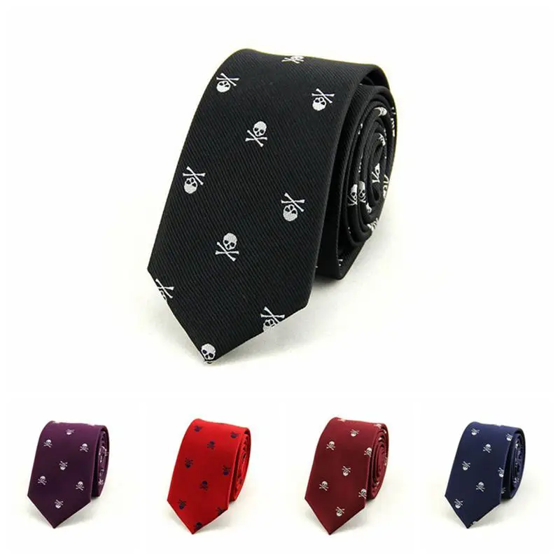 Helloveen Череп жаккардовые галстуки для мужчин классические полиэфирные галстуки модные мужские галстуки для Свадьба Вечерние рождественские мужские галстуки для мужчин