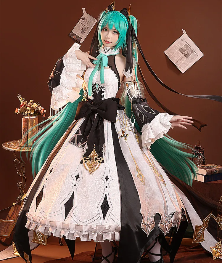 AGCOS Pre 게임 Huan Shu Qi Shi Lu Miku 코스프레 의상 초기 음성 Miku Cosplay Dress 할로윈 의상 의상