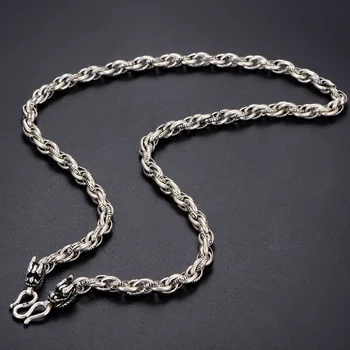 

990 Sterling Silver Thai Silver Domineering Faucet Necklace Choker Chain For Men Made Old Ethnic Style Stylish Bracelet Jewelry