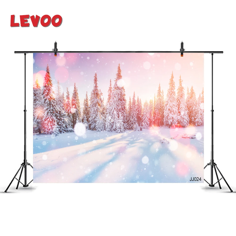 

LEVOO Photo Backdrop Winter Landscape Snow Trees Sunshine Bokeh Photocall Photography Background Shoot Props Fabric Photobooth