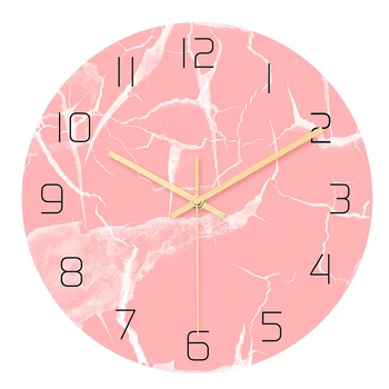

Creative Acrylic Wall Clock Pink Marble Pattern Silent Movement Clock Simple Home Decor Wall Watch