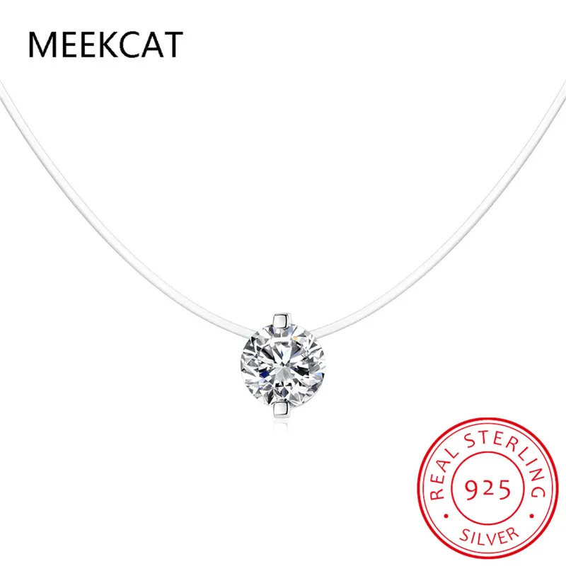 모이사나이트 다이아몬드 투명 낚싯줄, S, 쇄골 체인 목걸이, 여성 쥬얼리, 1ct