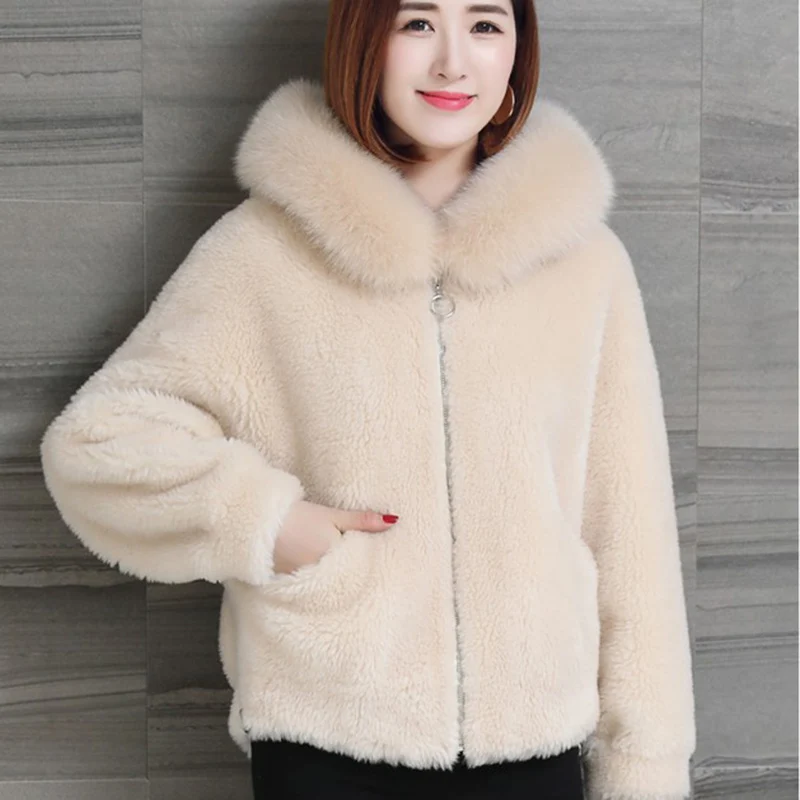Женские зимние осенние поддельные Овцы Jakets Короткая секция Xs/3XL женские пальто из искусственного меха с капюшоном искусственная меховая верхняя одежда