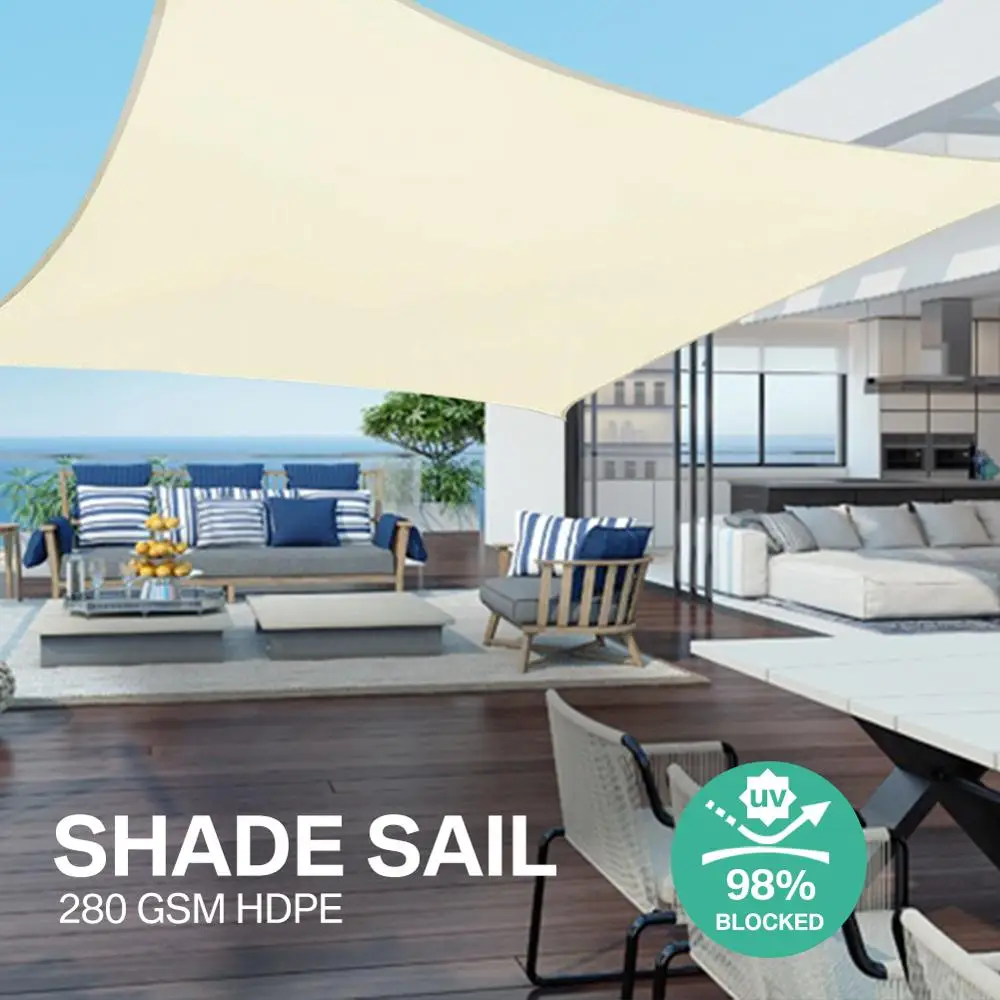 Ceny Yeahmart nowa wodoodporna osłona przeciwsłoneczna markiza przeciwsłoneczna żagiel na zewnątrz plaża Camping ogród Patio basen słońce namiot baldachim Shade