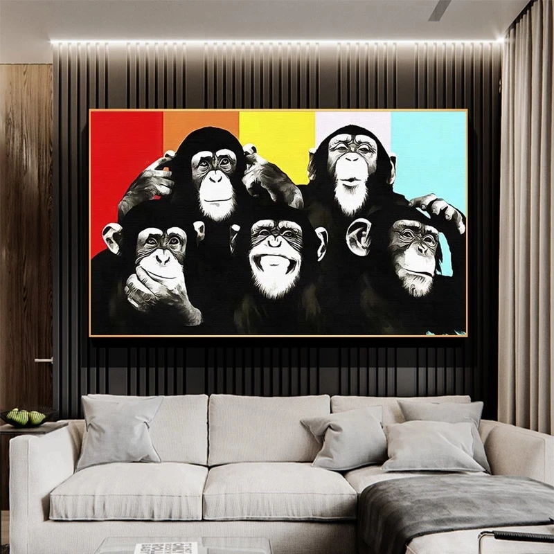 

Monkey Gorilla Animal Canvas Painting Posters and Prints Cuadros Wall Art Pictures for Living Room Children Kids Room Decoration