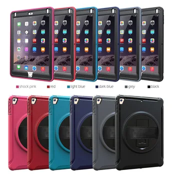 

Universal iPad Pro/Air/Mini Leather Hand Strap PC Rotating Bracket Protective Cover for Tablet Shatter-resistant